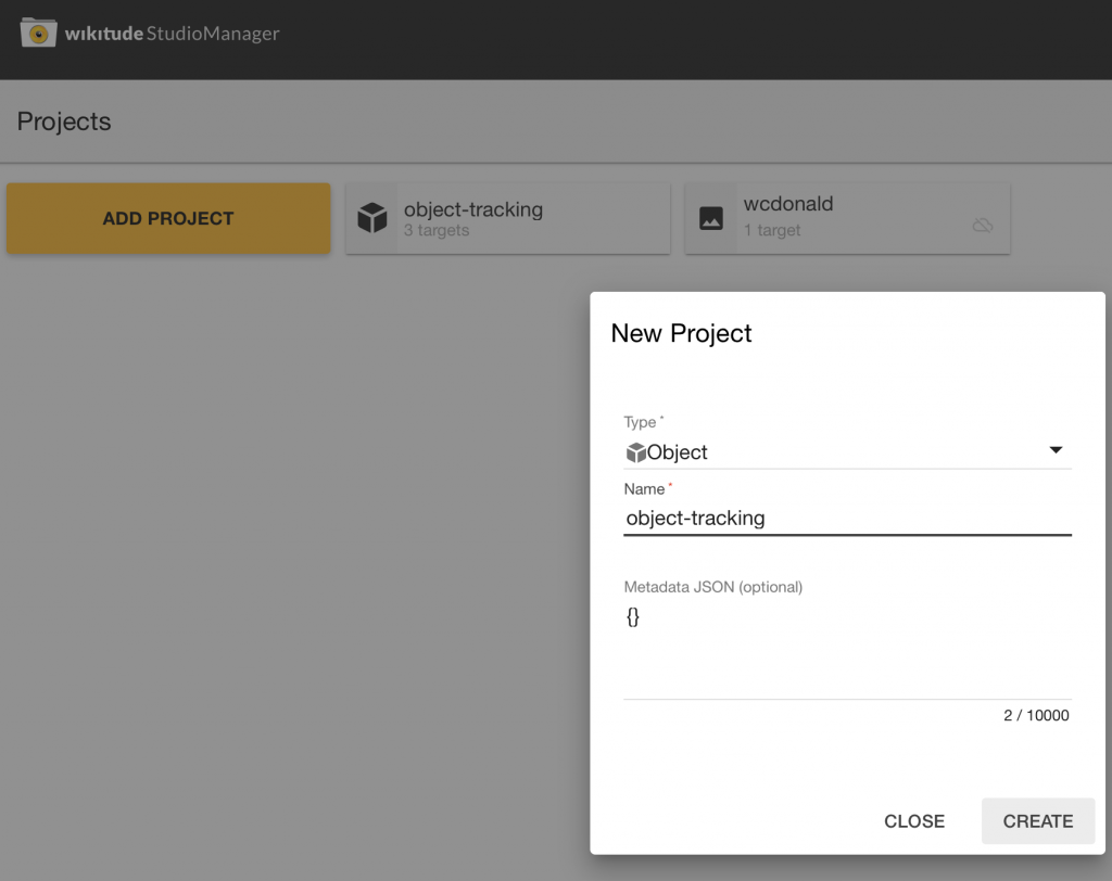 Ionic Wikitude object recognition target manager create project
